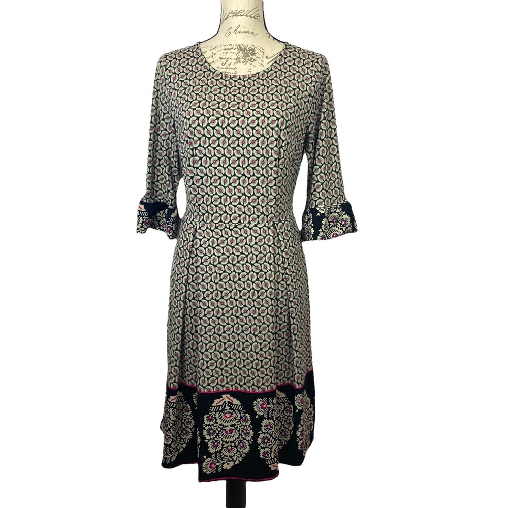 Aryeh Nancy Fit & Pleated Print‎ Midi Dress